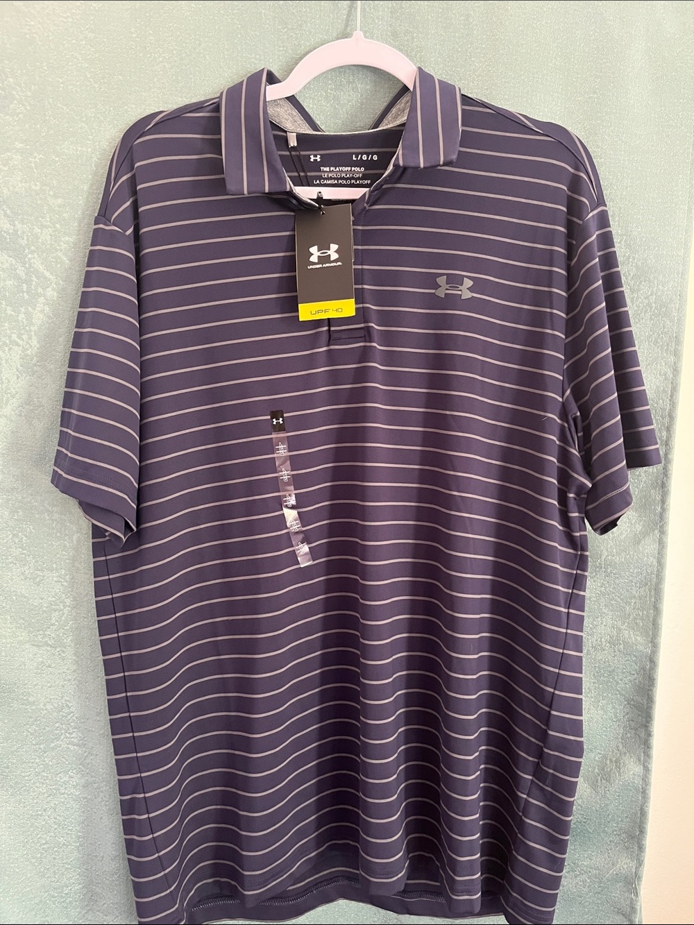 Under Armour Men’s Navy Purple Striped Polo